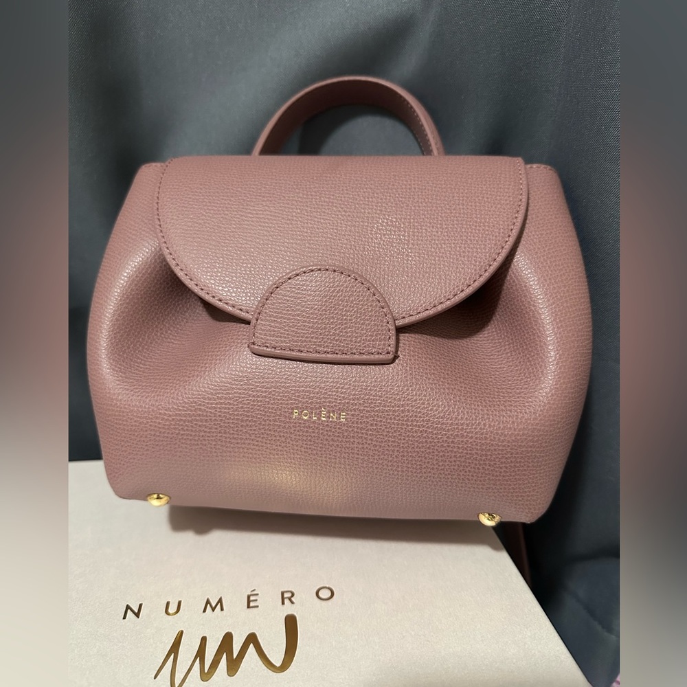 Polene Number One Nano Bag - Lilac Textured leather